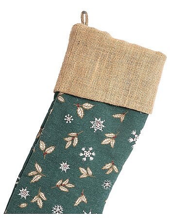 Chaussette de noël en coton recyclé et jute 'Deko&co'