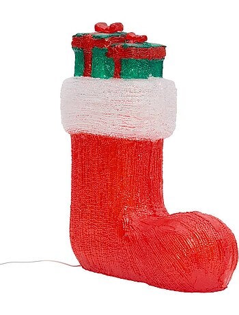 Chaussette de noël lumineuse d'extérieur 30 led 8 fonctions h. 38 cm sur secteur