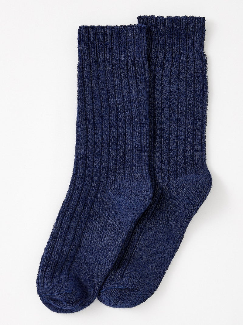Chaussettes à côte bouclette Thermolactyl - Damart Bleu marine - Kiabi