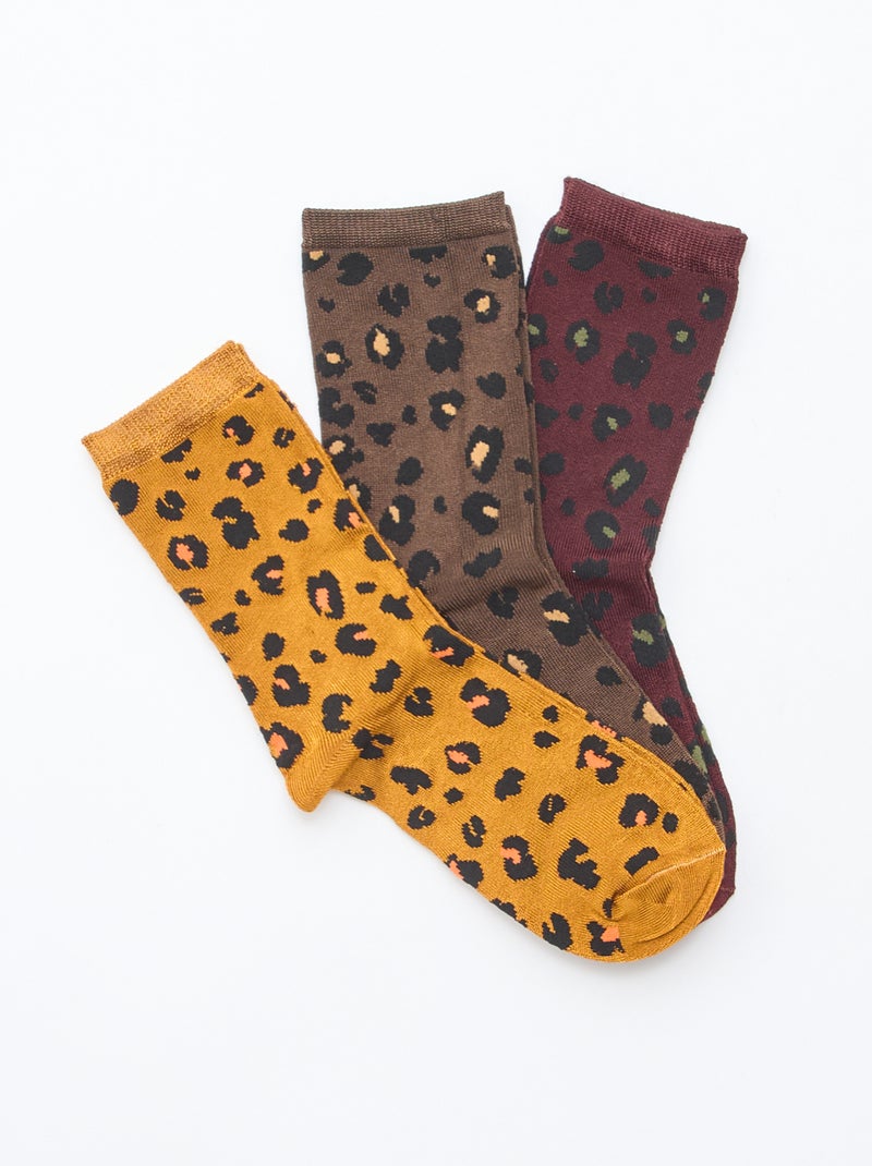 Chaussettes à motif 'léopard' Marron - Kiabi