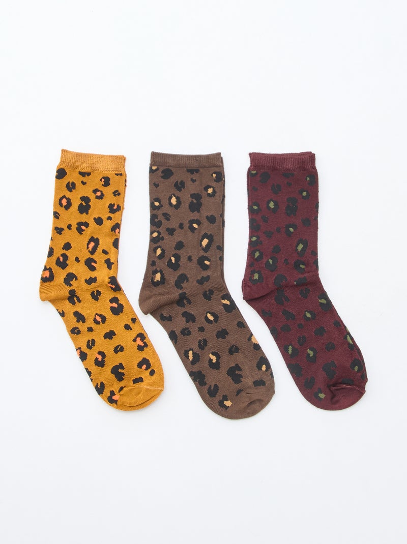 Chaussettes à motif 'léopard' Marron - Kiabi