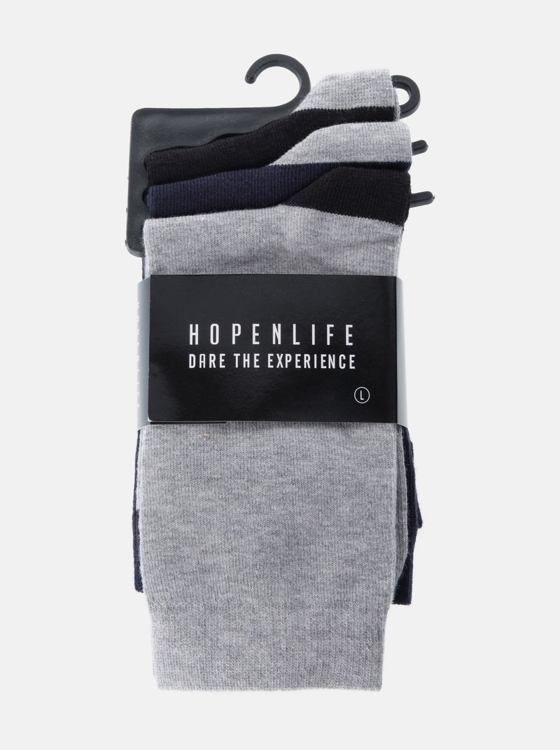 Chaussettes à motif , lot de 3 paires Noir Bleu Gris - Kiabi