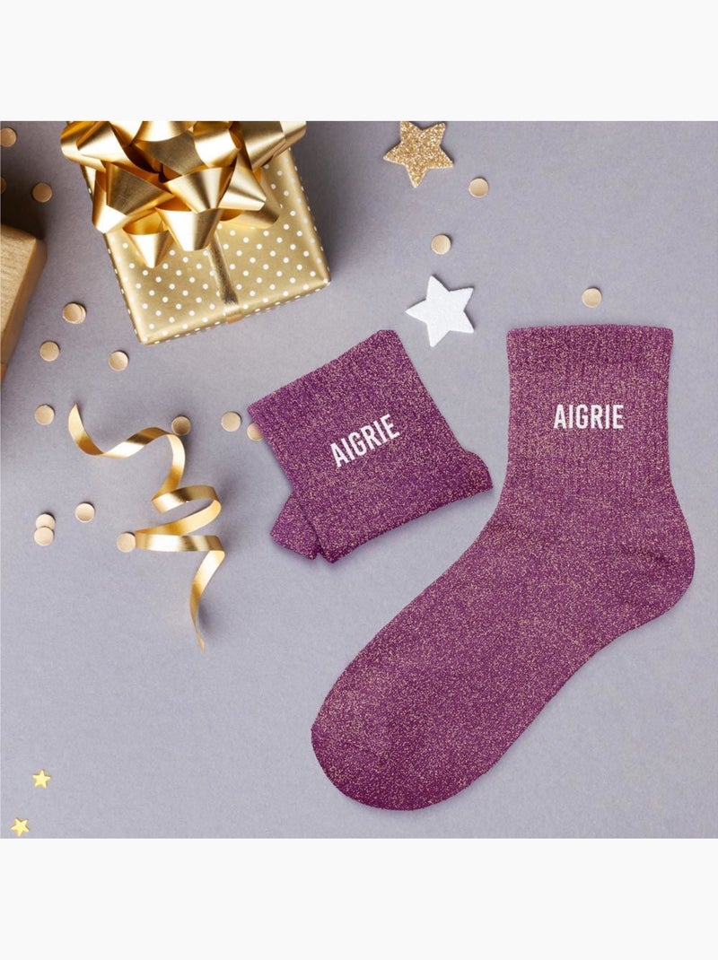 Chaussettes à Paillettes - Aigrie Violet - Kiabi