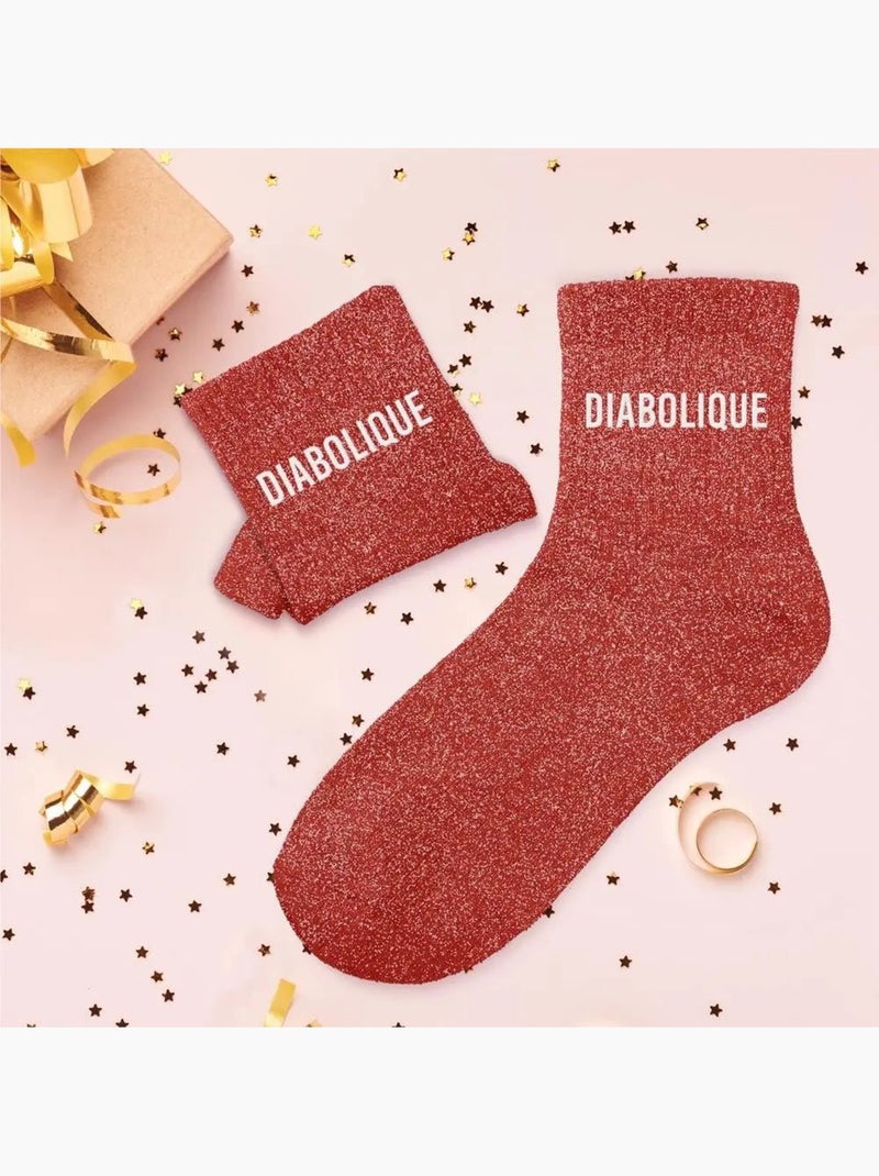 Chaussettes à Paillettes - Diabolique Rouge - Kiabi