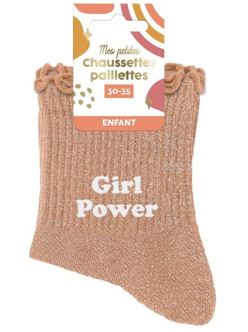 Chaussettes à Paillettes - Enfant - Girl Power Beige - Kiabi
