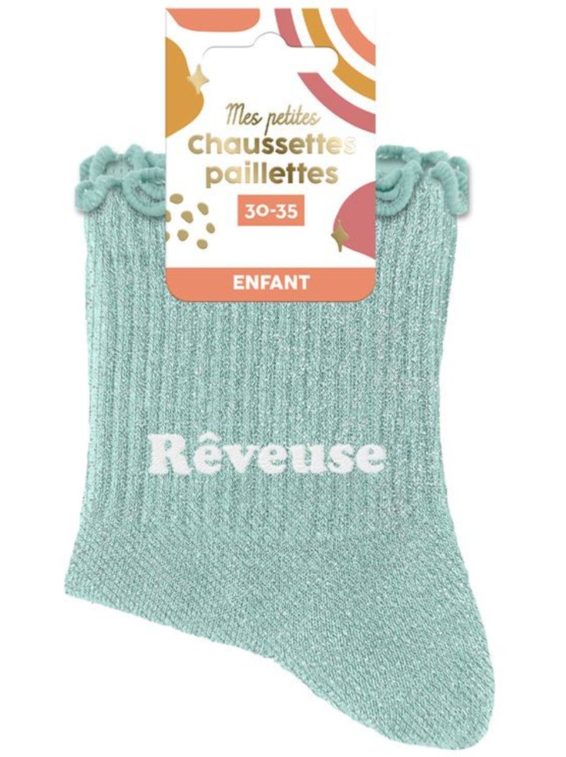 Chaussettes à Paillettes - Enfant - Rêveuse Vert - Kiabi
