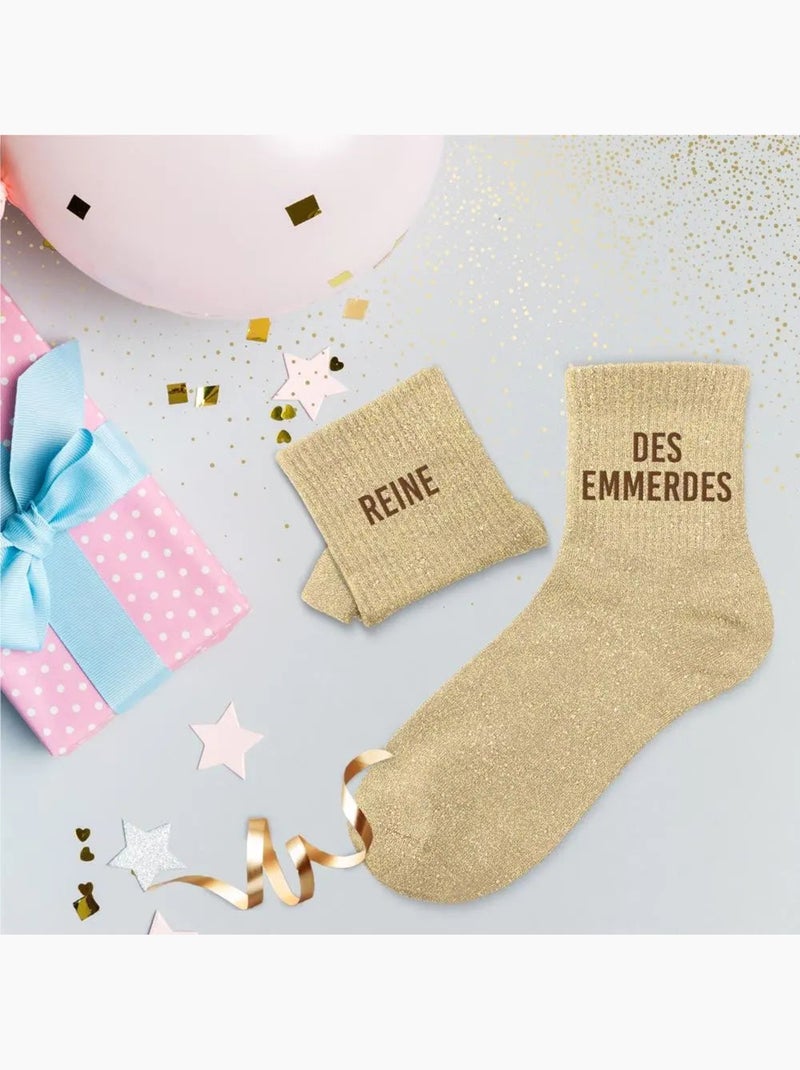 Chaussettes à Paillettes - Reine des Emmerdes Beige - Kiabi