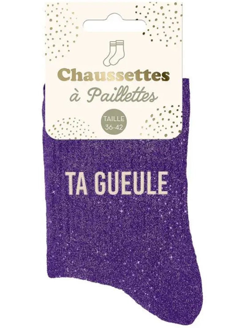 Chaussettes à Paillettes - Ta Gueule Violet - Kiabi