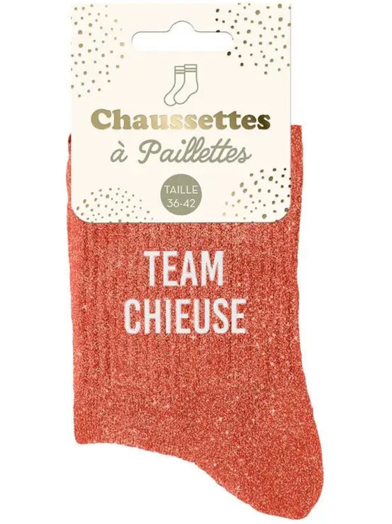 Chaussettes à Paillettes - Team Chieuse Rouge - Kiabi