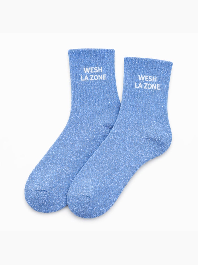 Chaussettes à Paillettes - Wesh la zone Bleu Bleu - Kiabi