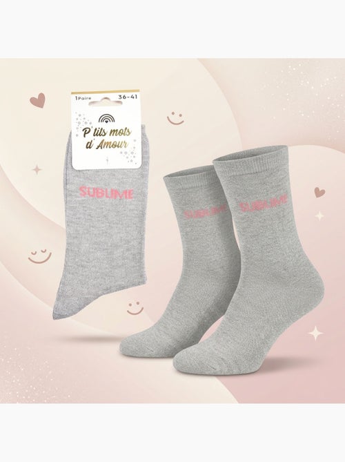 Chaussettes à paillettes Femme Message Humoristique - Kiabi