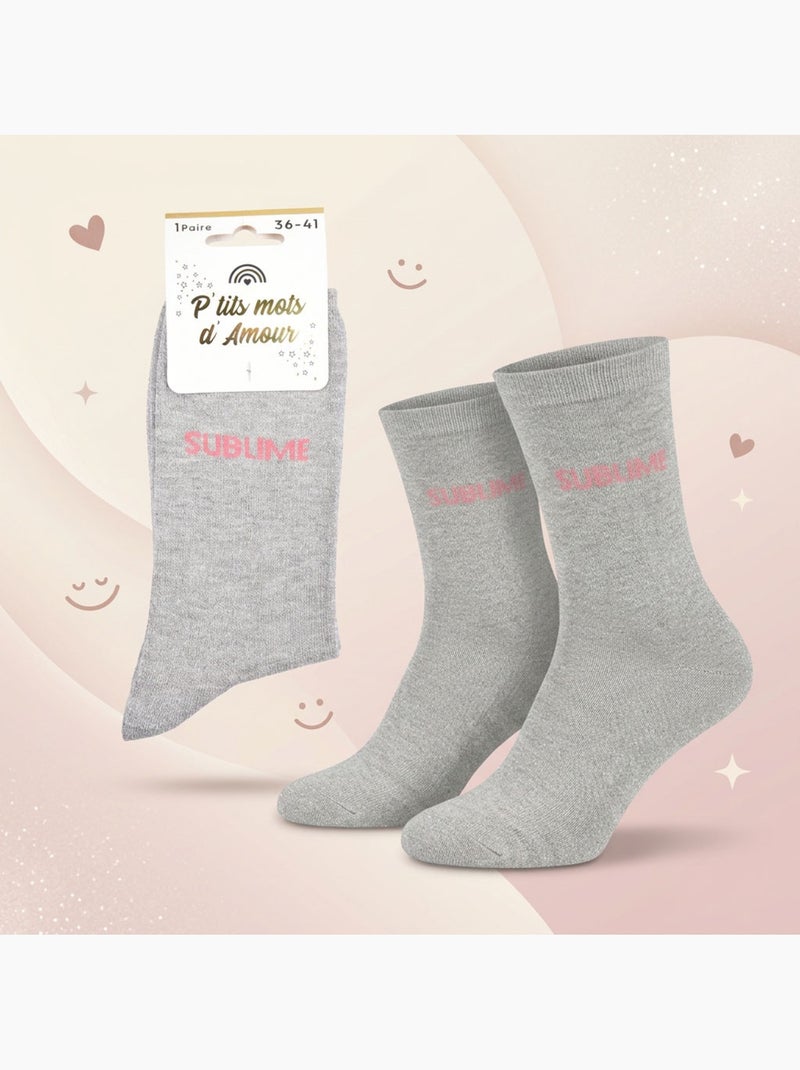 Chaussettes à paillettes Femme Message Humoristique Argenté - Kiabi