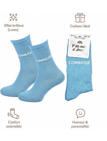 Chaussettes à paillettes Femme Message Humoristique