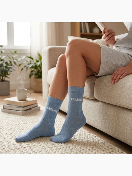 Chaussettes à paillettes Femme Message Humoristique - Kiabi
