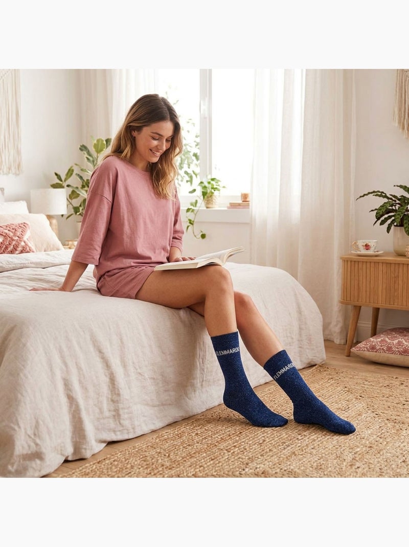 Chaussettes à paillettes Femme Message Humoristique Bleu foncé - Kiabi