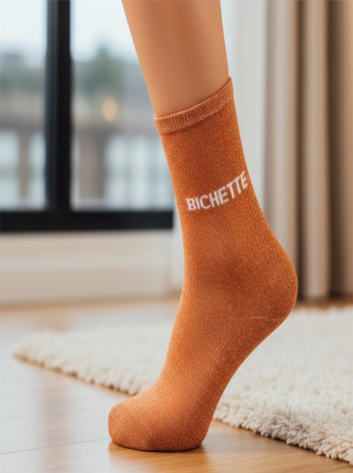 Chaussettes à paillettes Femme Message Humoristique - Kiabi