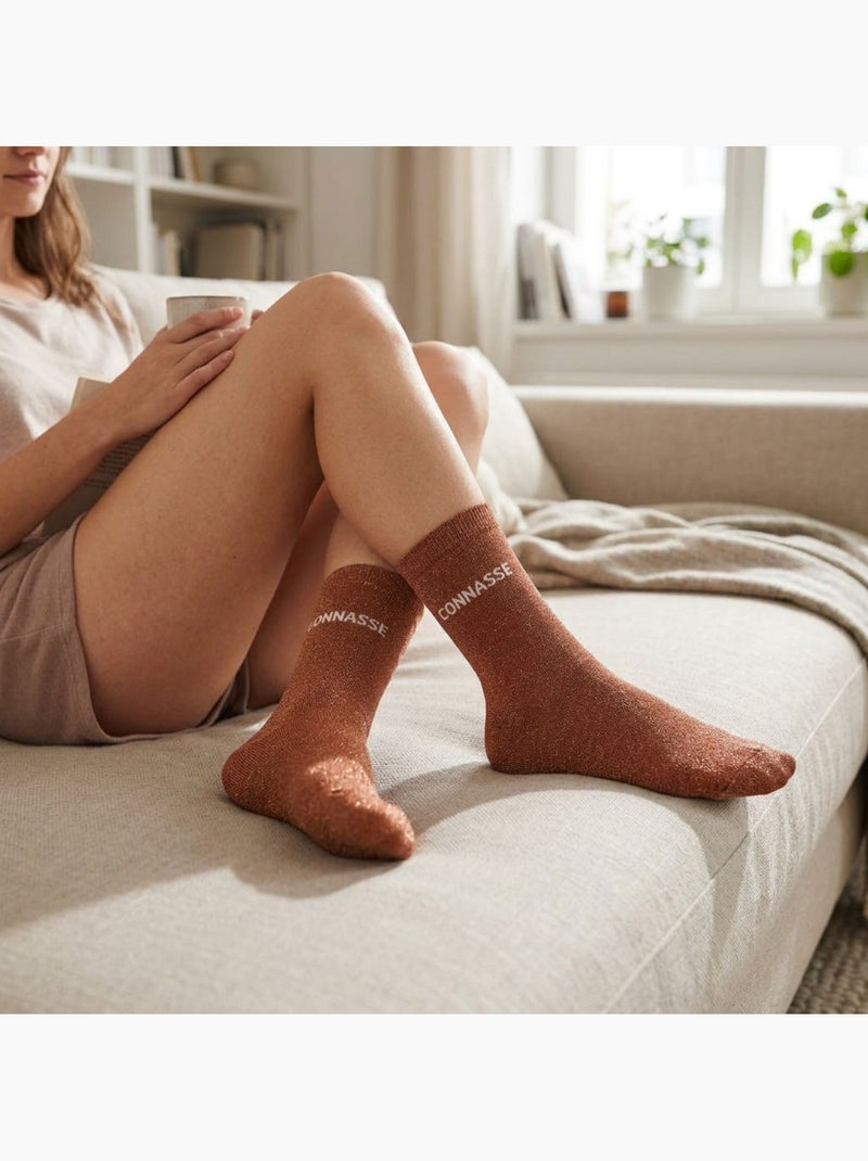 Chaussettes à paillettes Femme Message Humoristique Cuivre - Kiabi