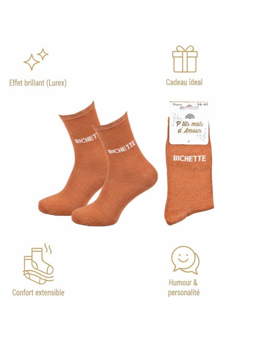 Chaussettes à paillettes Femme Message Humoristique - Kiabi