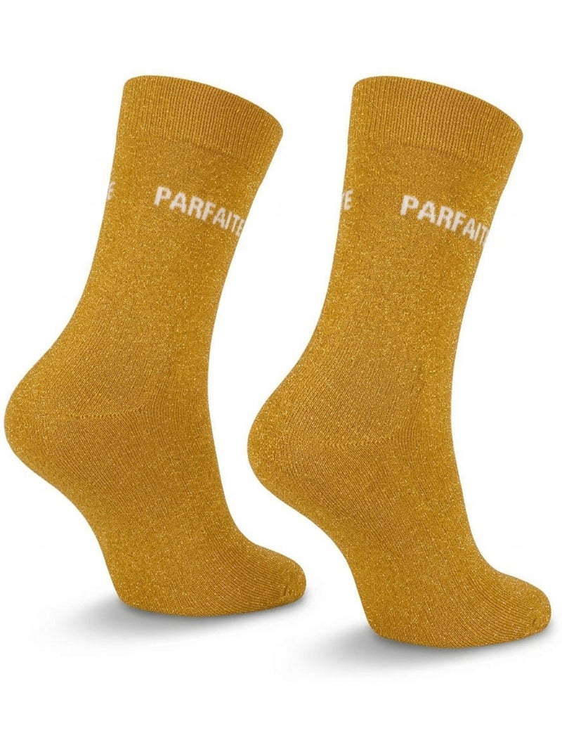 Chaussettes à paillettes Femme Message Humoristique Doré/or - Kiabi
