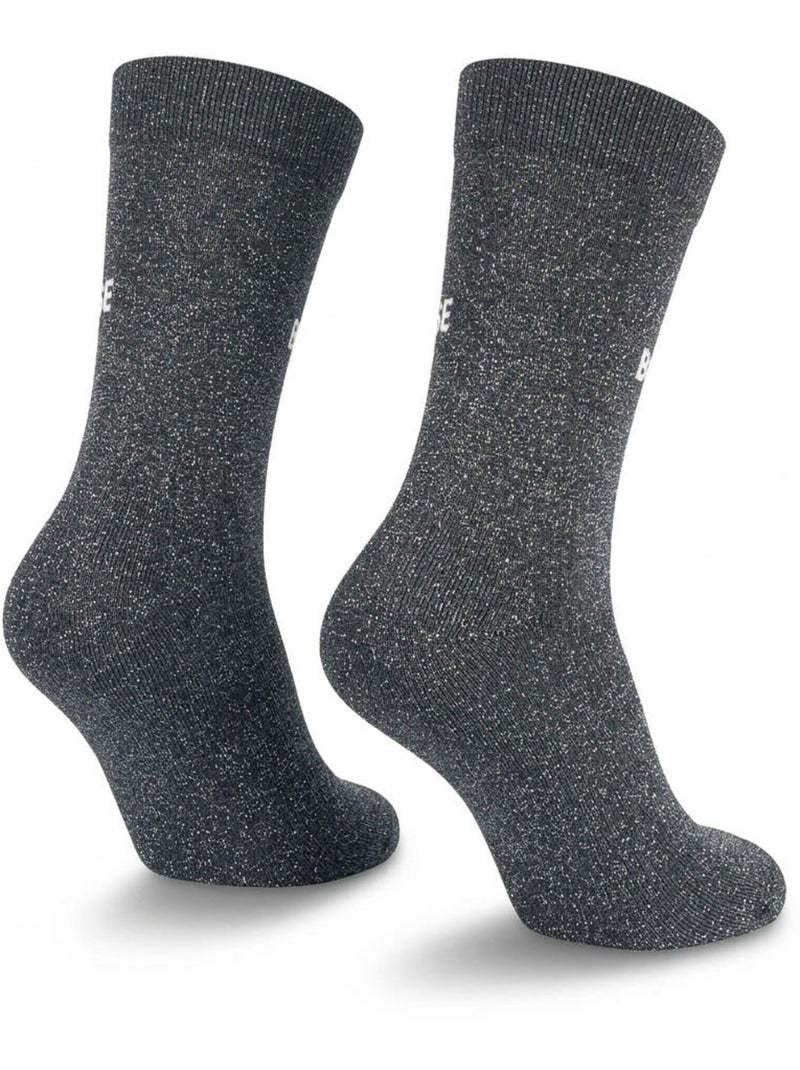 Chaussettes à paillettes Femme Message Humoristique Noir Argenté - Kiabi