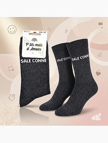 Chaussettes à paillettes Femme Message Humoristique