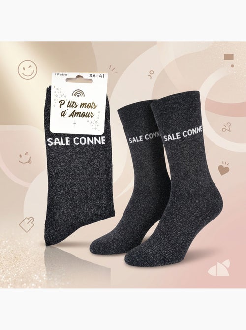 Chaussettes à paillettes Femme Message Humoristique - Kiabi