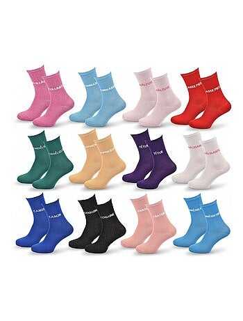 Chaussettes à paillettes Femme Message Humoristique Pack de 12 Paires surprise