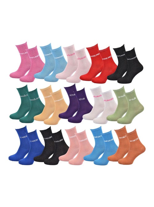 Chaussettes à paillettes Femme Message Humoristique Pack de 12 Paires surprise - Kiabi