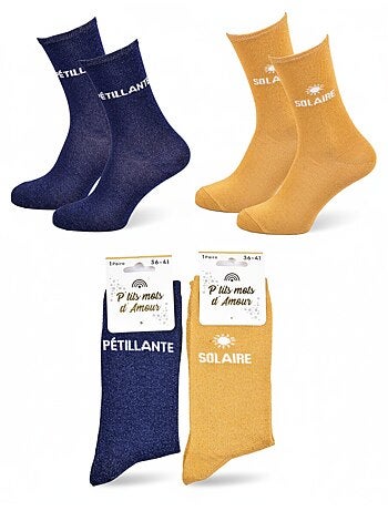 Chaussettes à paillettes Femme Message Humoristique Pack de 2 Paires