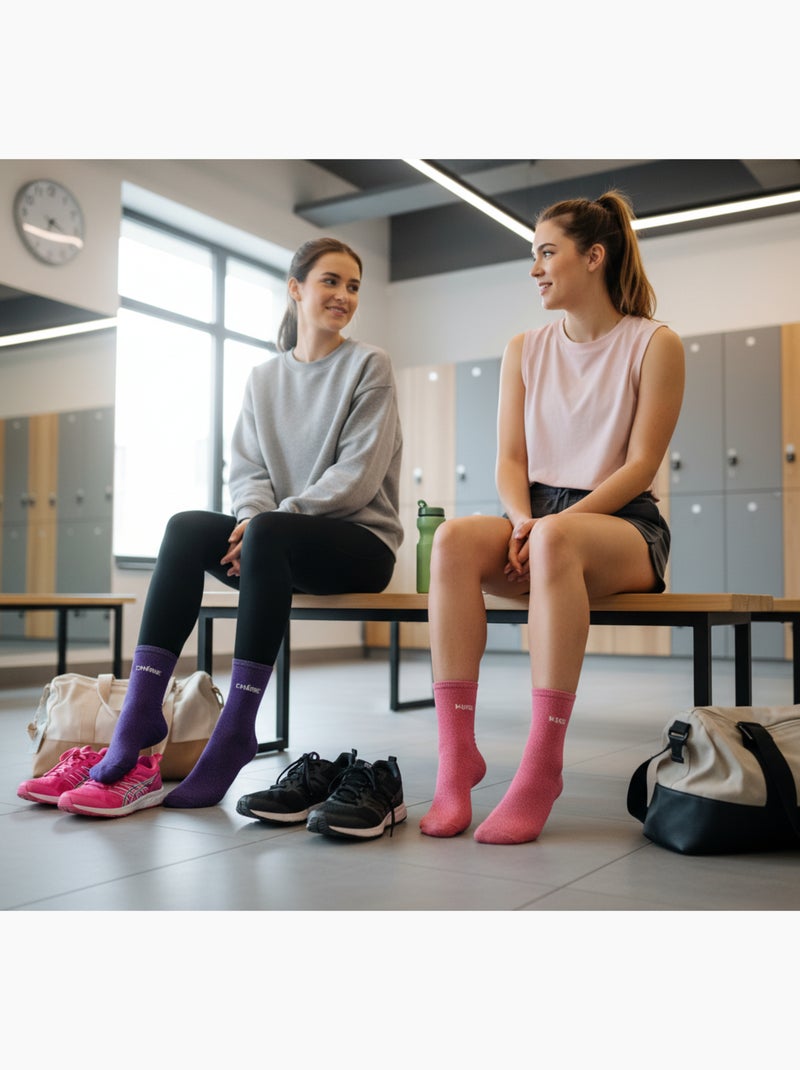 Chaussettes à paillettes Femme Message Humoristique Pack de 2 Paires Rose - Kiabi