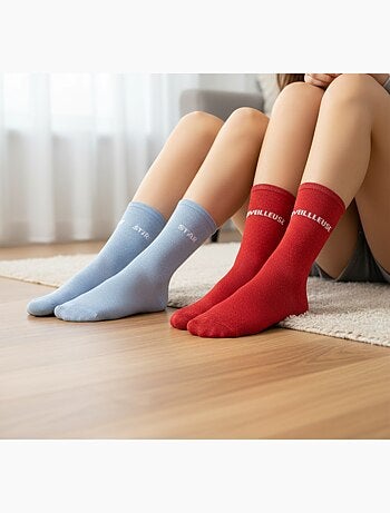 Chaussettes à paillettes Femme Message Humoristique Pack de 2 Paires