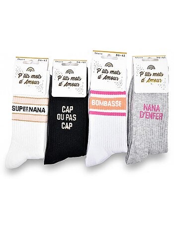 Chaussettes à paillettes Femme Message Humoristique Pack de 4 Paires