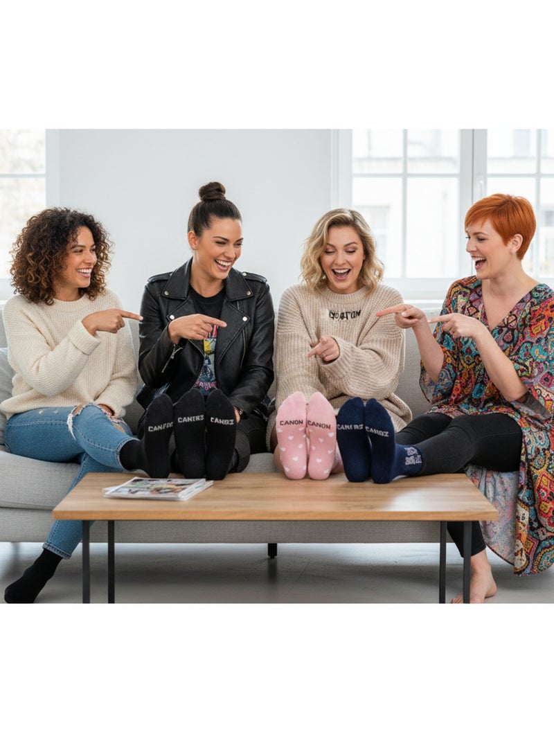 Chaussettes à paillettes Femme Message Humoristique Pack de 4 Paires Noir Marron - Kiabi