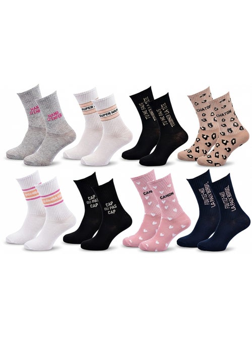 Chaussettes à paillettes Femme Message Humoristique Pack de 8 Paires - Kiabi