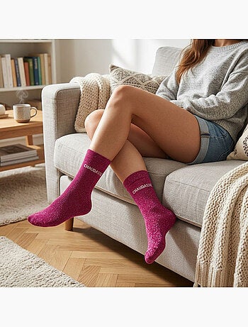 Chaussettes à paillettes Femme Message Humoristique