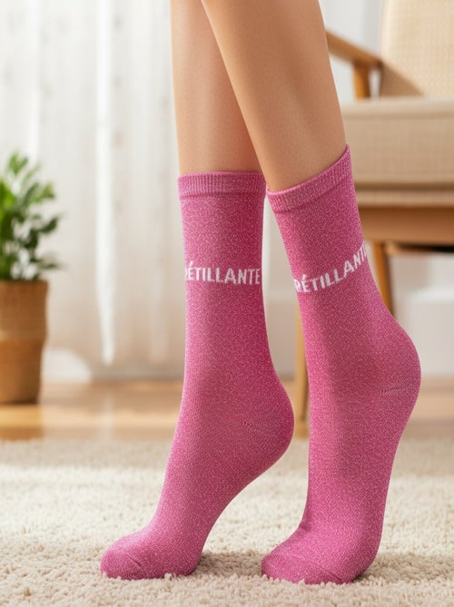 Chaussettes à paillettes Femme Message Humoristique - Kiabi