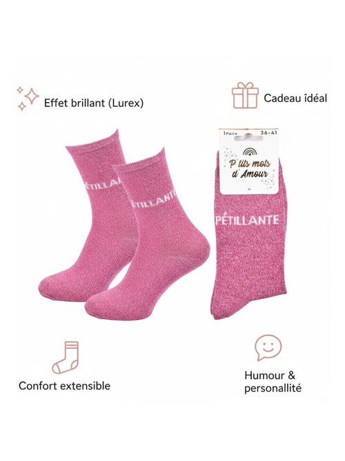 Chaussettes à paillettes Femme Message Humoristique - Kiabi