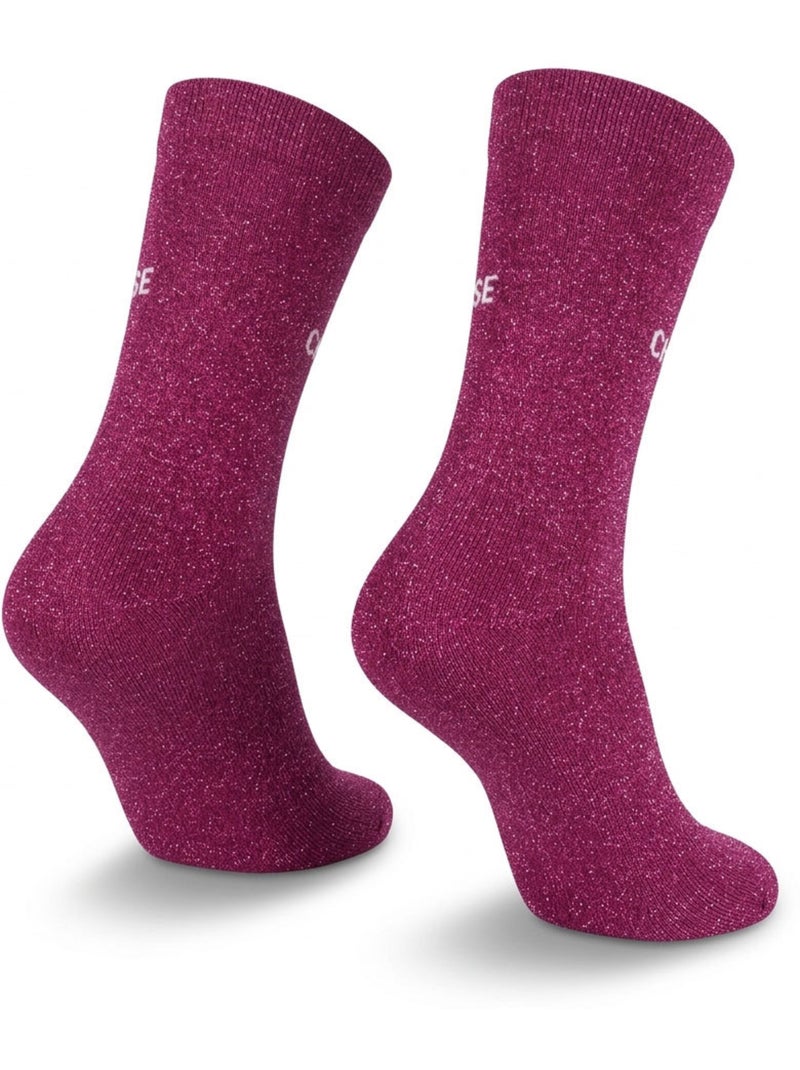 Chaussettes à paillettes Femme Message Humoristique Rose fushia - Kiabi