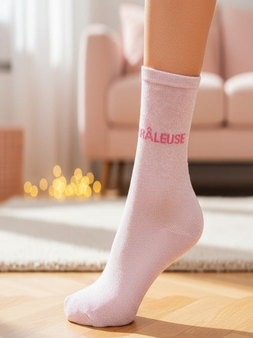 Chaussettes à paillettes Femme Message Humoristique - Kiabi