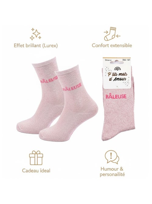 Chaussettes à paillettes Femme Message Humoristique - Kiabi