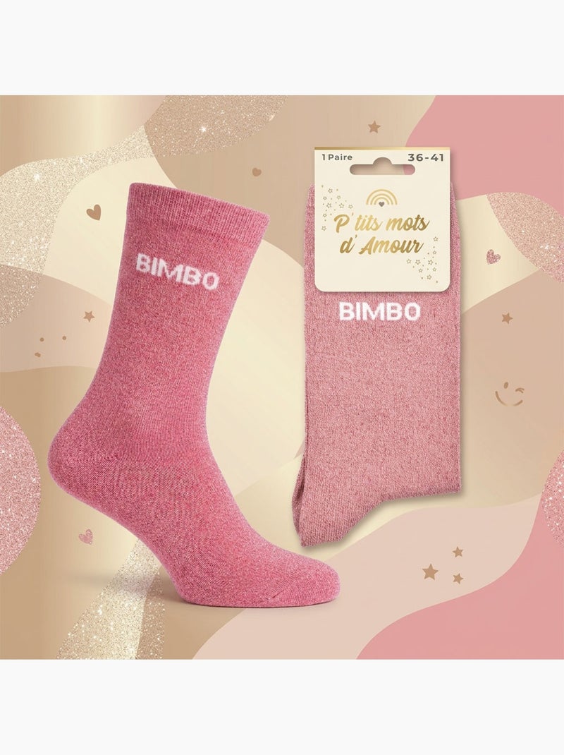 Chaussettes à paillettes Femme Message Humoristique Rose - Kiabi