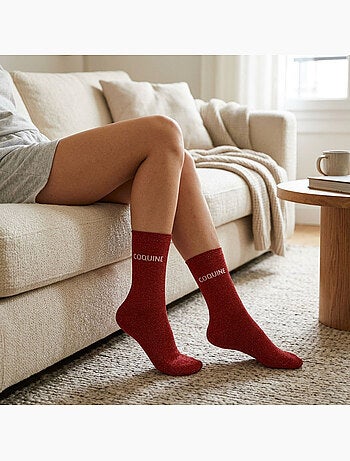 Chaussettes à paillettes Femme Message Humoristique
