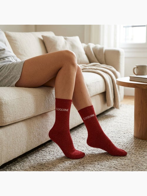 Chaussettes à paillettes Femme Message Humoristique - Kiabi
