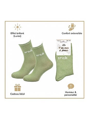 Chaussettes à paillettes Femme Message Humoristique