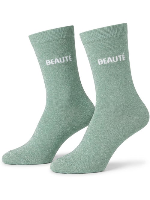 Chaussettes à paillettes Femme Message Humoristique - Kiabi