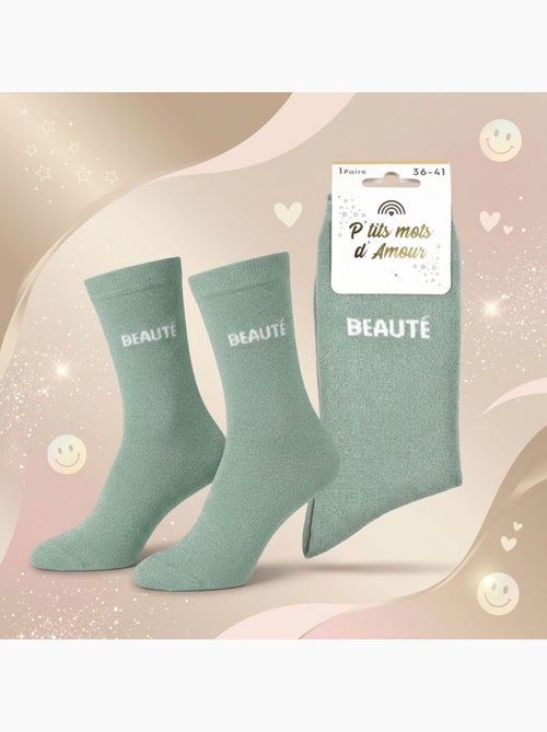 Chaussettes à paillettes Femme Message Humoristique - Kiabi