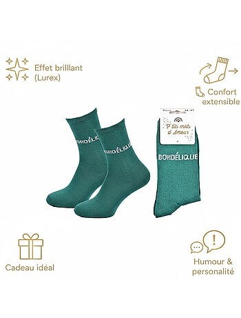 Chaussettes à paillettes Femme Message Humoristique