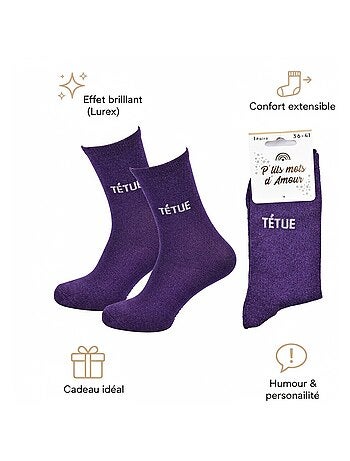 Chaussettes à paillettes Femme Message Humoristique