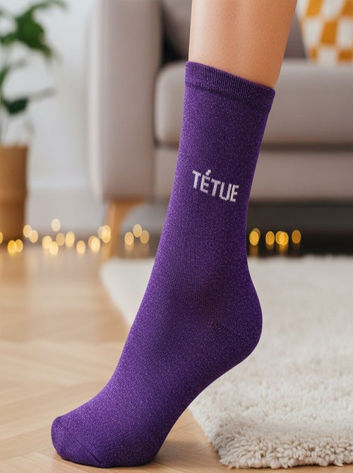 Chaussettes à paillettes Femme Message Humoristique - Kiabi