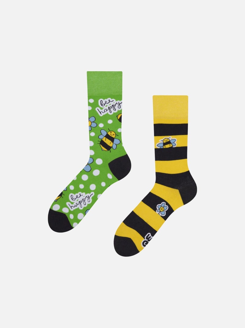 Chaussettes Abeilles Butineuses Noir Jaune - Kiabi
